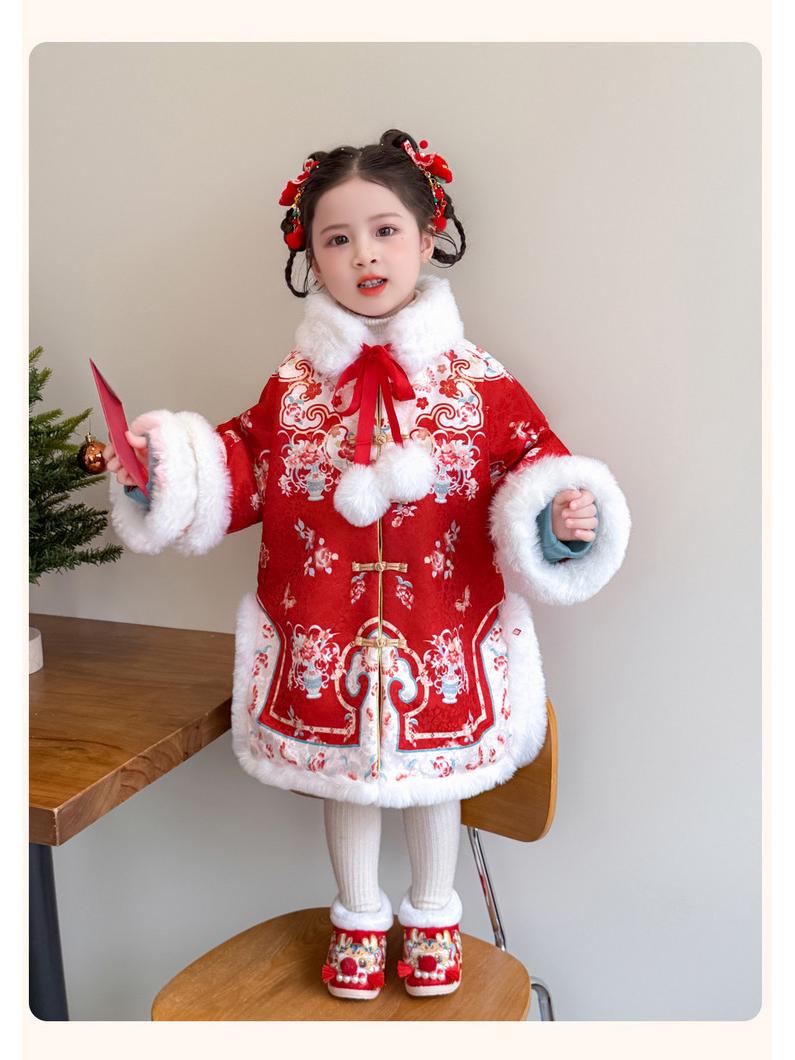 

2025 Winter New Year s Princess Hanfu Dress for Girls 140 cm червоний