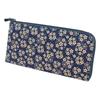 [Inden-ya] Inden Long Wallet, L-Zip, Deer Leather, Navy Blue with White Lacquer, Forget-Me-Not Pattern, 2315-14-181, Navy/White, Approx.