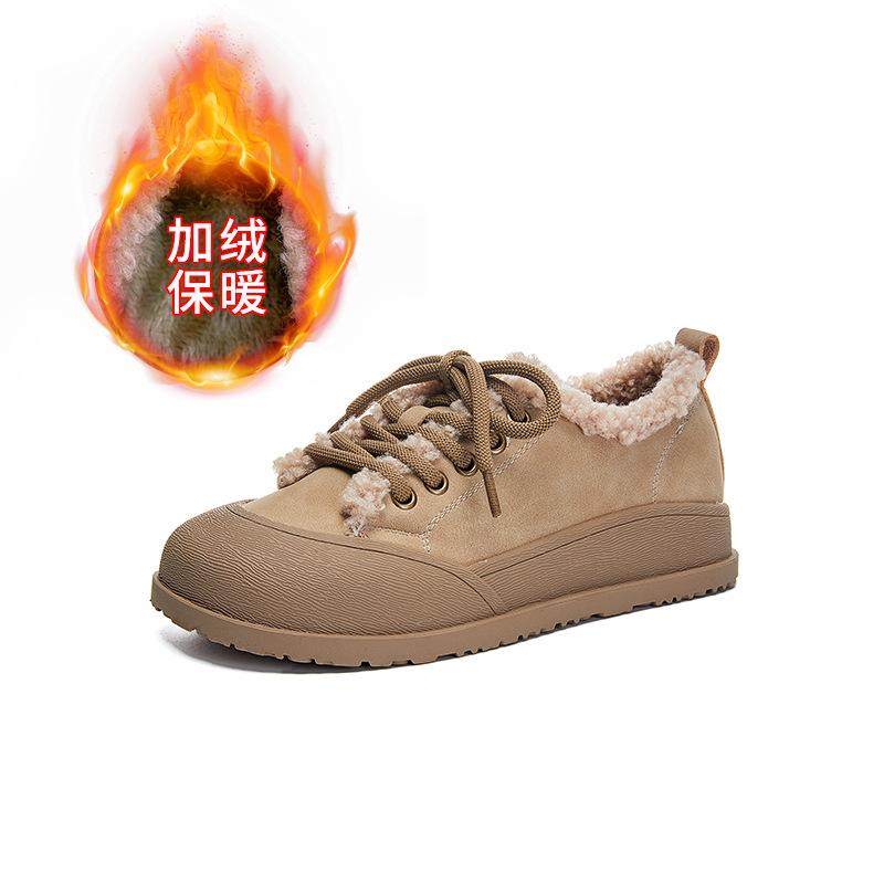 New velvet small leather shoes 2025 winter casual flat-soled cotton shoes retro versatile women's shoes thick-soled heightening single shoes women
