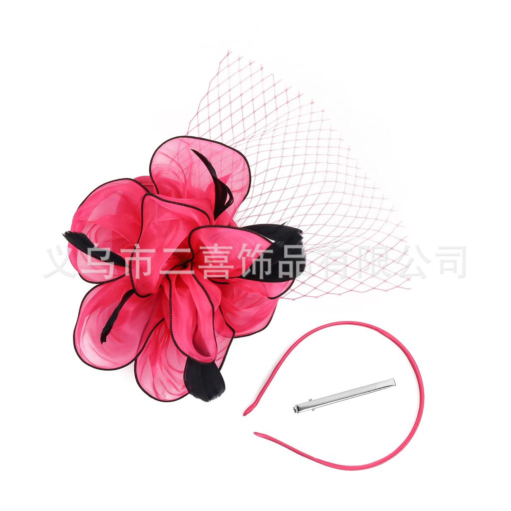 European and American Eugen Yarn Headgear Jockey Club Mesh Hair Accessories Bridal Ball Top Hat Headband Hairpin Dual-purpose Style