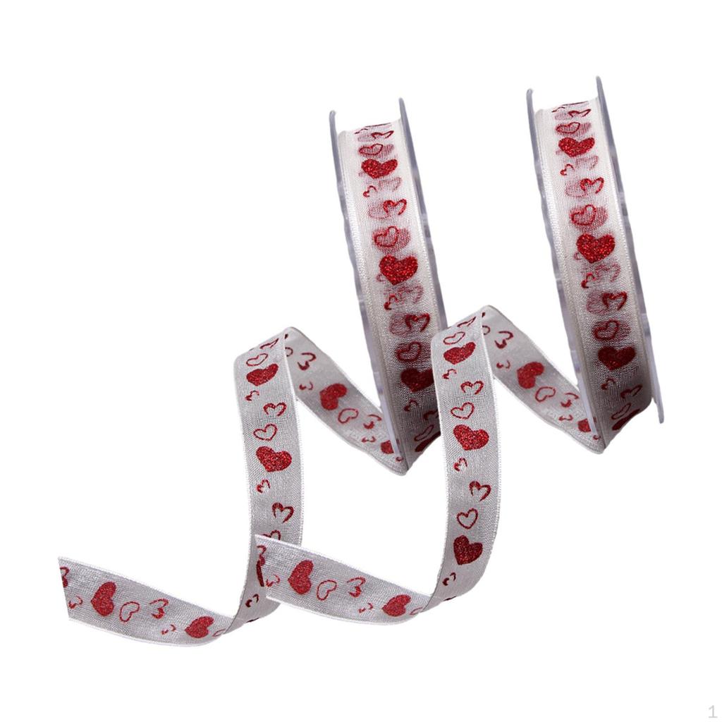 2 Roll Valentine's Day Ribbons Gift Wrapping Wired Heart for Wreath Party