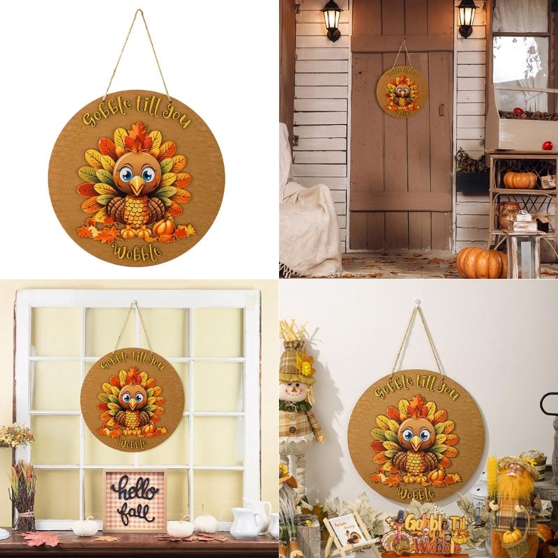 Harvest Themed Turkey Front Door Sign Seasonal Plywood Decoration for Entryway Stylish Thanksgiving Party Supplies