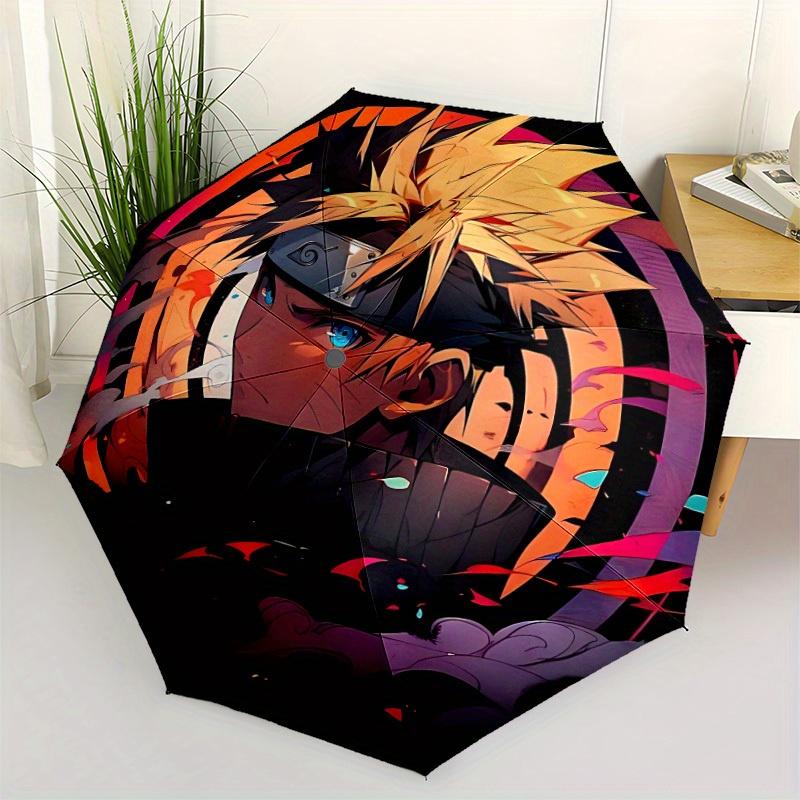 1pc Naruto Uzumaki Automatic Open/close Folding Portable Windproof Umbrella with 8-Rib Structure for Women/Men, All-Season Use A0901076