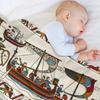 TAPESTRY Z BAYEUX ,BITVA U HASTINGS ,NORMANŠTÍ RYTÍŘI A VIKINGSKÉ LODĚ Velká kostkovaná deka
