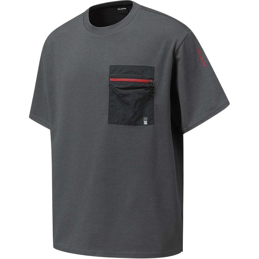SALOMON Uni Link Pocket Round Neck Pullover Comfortable Short Sleeve T-Shirt Unisex Tops Deep-Charcoal LC2804200