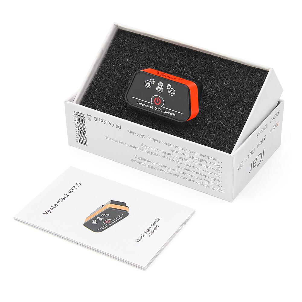 Vgate ICar2 ELM327 Obd2 Bluetooth Code Reader OBD OBD2 Car Diagnostic Tool Auto Diagnostic Scan for Android for OBDII Protocols ELM 327 V2.2