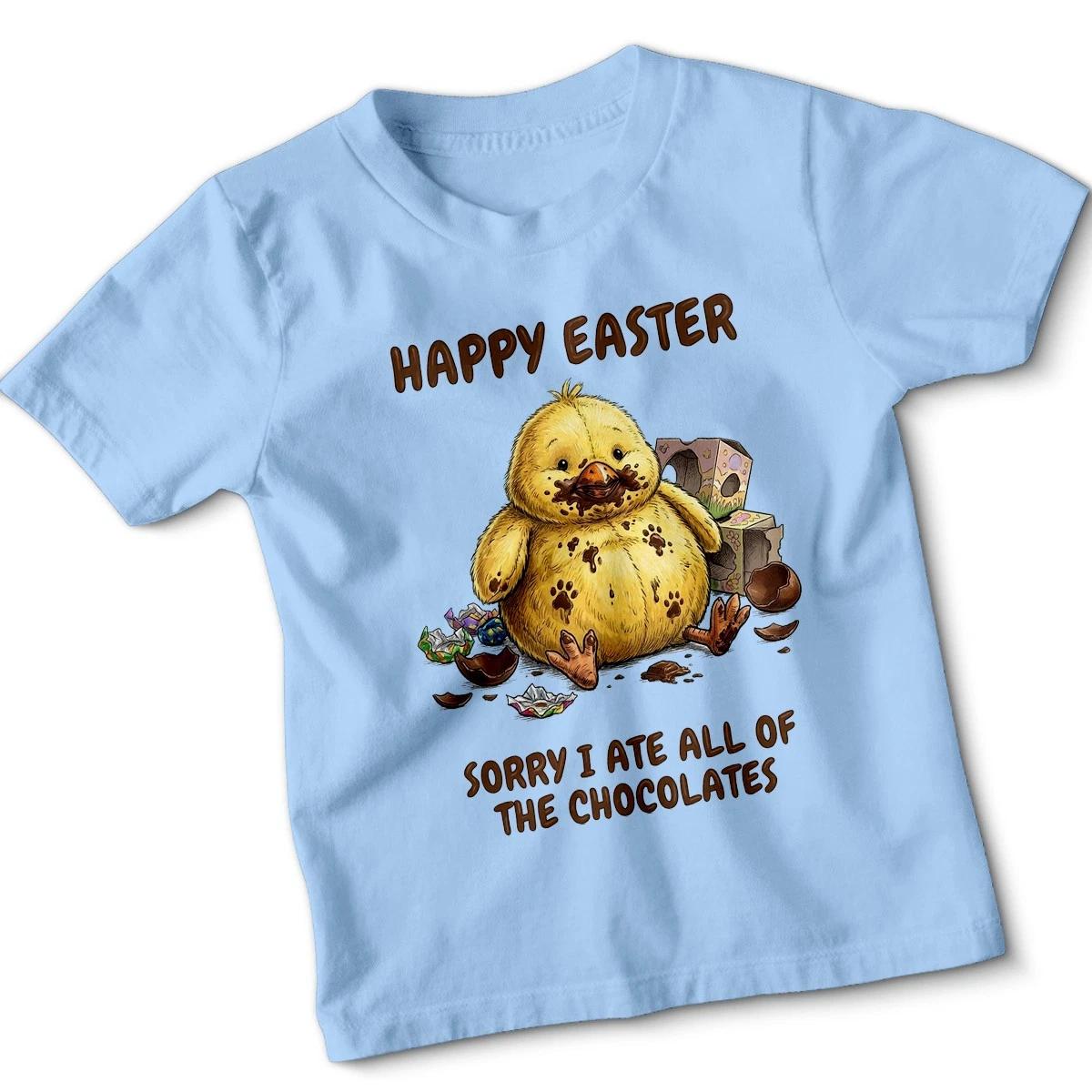 

I Ate All The Chocolate Kids Tshirt Novelty Easter Chick Design Top 110