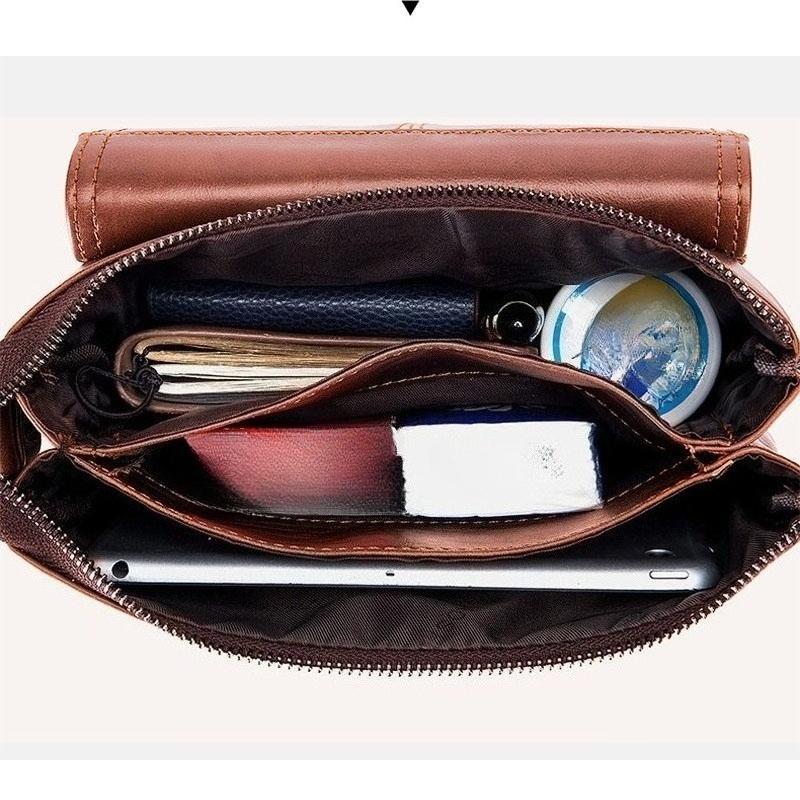 Neue Herrentaschen 100% Echtes Leder Umhängetasche Vertikal Trendig 10 Zoll iPad Schultertasche Aktentasche Lässig Reise Messenger Bag