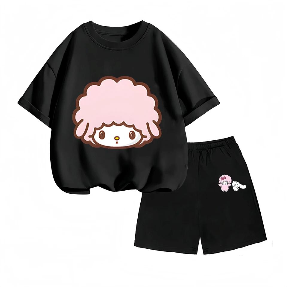Cartoon Print Short Sleeve Set Summer Casual Children's Clothing Hot Sale