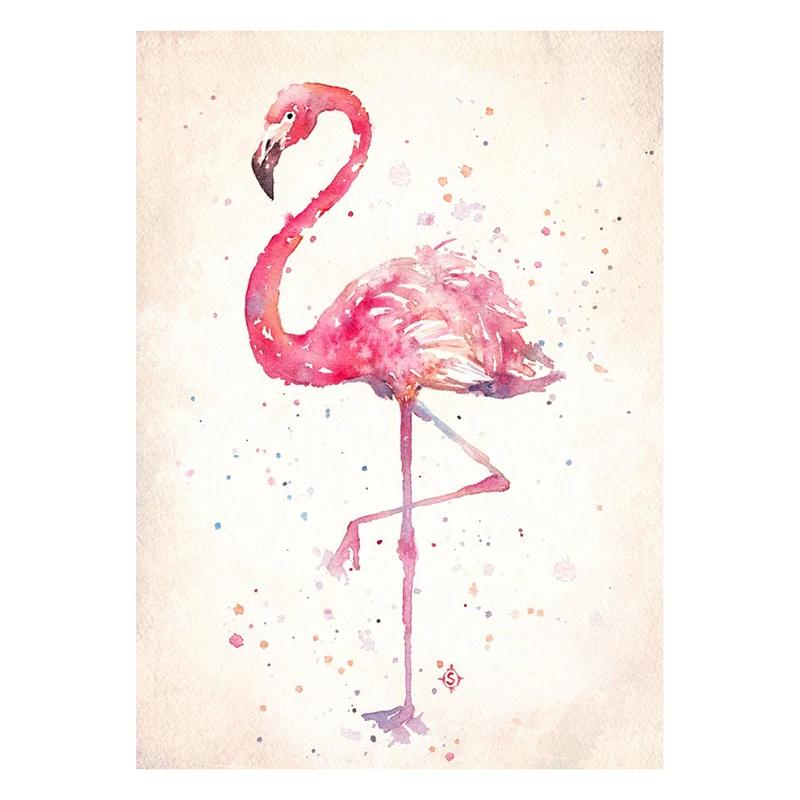 Birds and Nature Canvas Paintings Water Colour Art Posters and Prints Flamingo Wall Art Pictures for Living Room Decor Cuadros