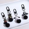 Cute Halloween Resin Keyring Cartoon Bat Black Cat Haunted House Pendant Fluffy Pom Pom Bag Key Charm Fashion Backpack DecorGift