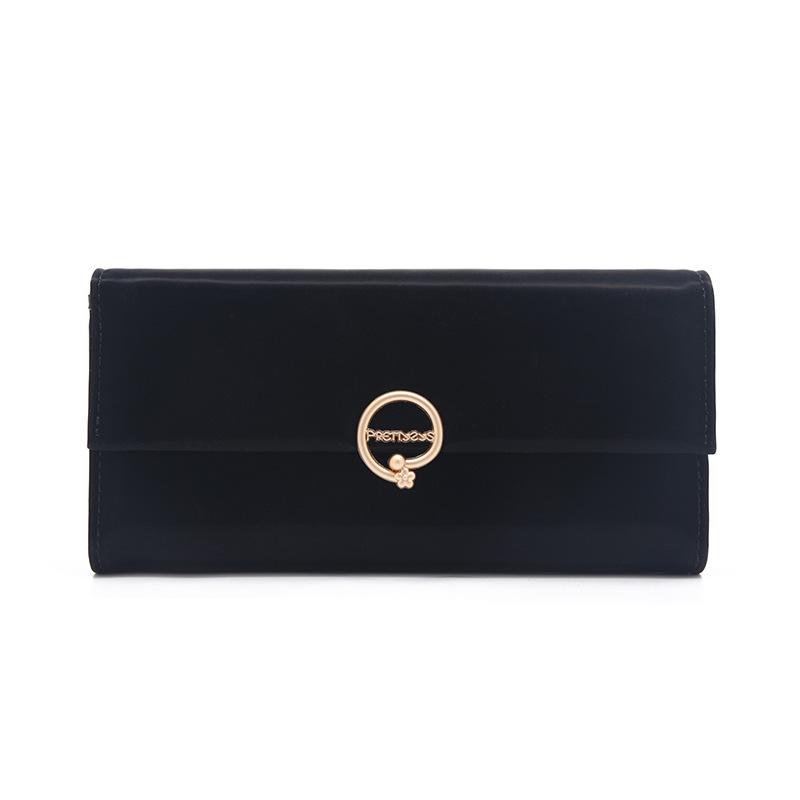 Длинный кошелек для женщин из искусственной кожи, однотонная сумка с несколькими отделениями для карт, женская складная сумка чёрный