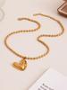 Oumayka 18K Gold-Plated Stainless Steel Heart & Round Bead Necklace