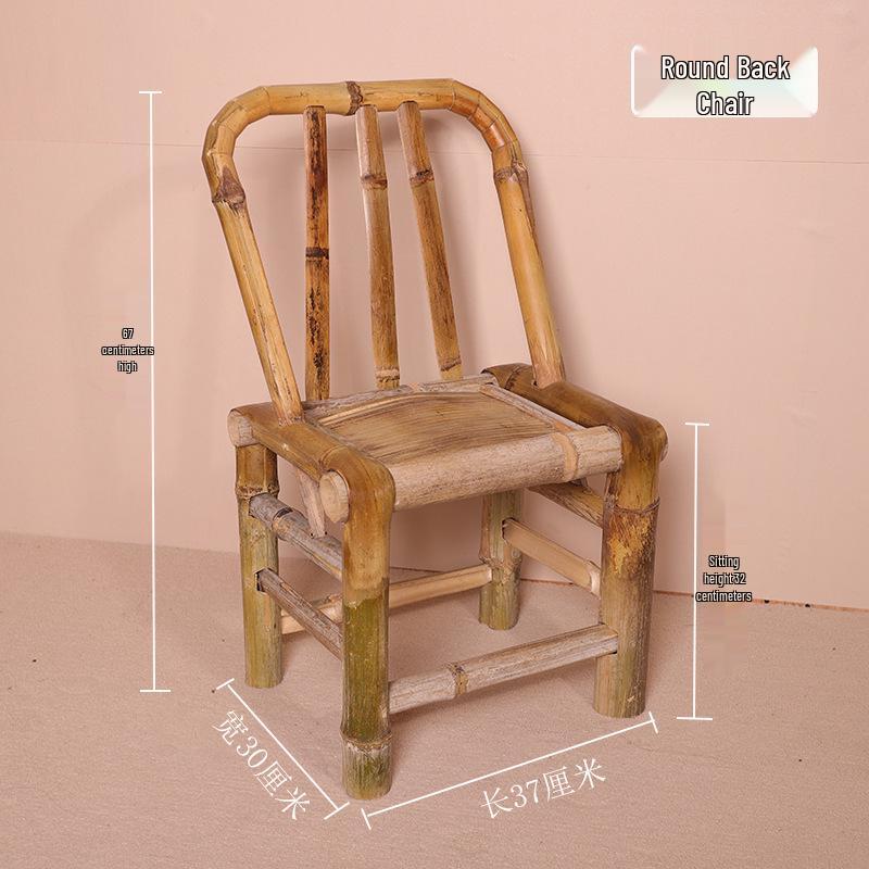 Retro Hand-Woven Bamboo and Rattan Chair for Home and Balcony