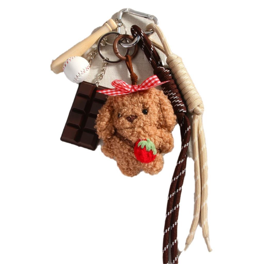 Plush Bow Puppy Doll Woven Rope Bag Pendant Pendant Mobile Phone Lanyard Accessories