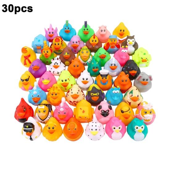 8/12/20/30/50Pcs Baby Bath Toys Built-in Whistle Various Cute Colorful Duck Vinyl Toy Emotional Comfort Squeaky Sound Cartoon Animal Squeeze