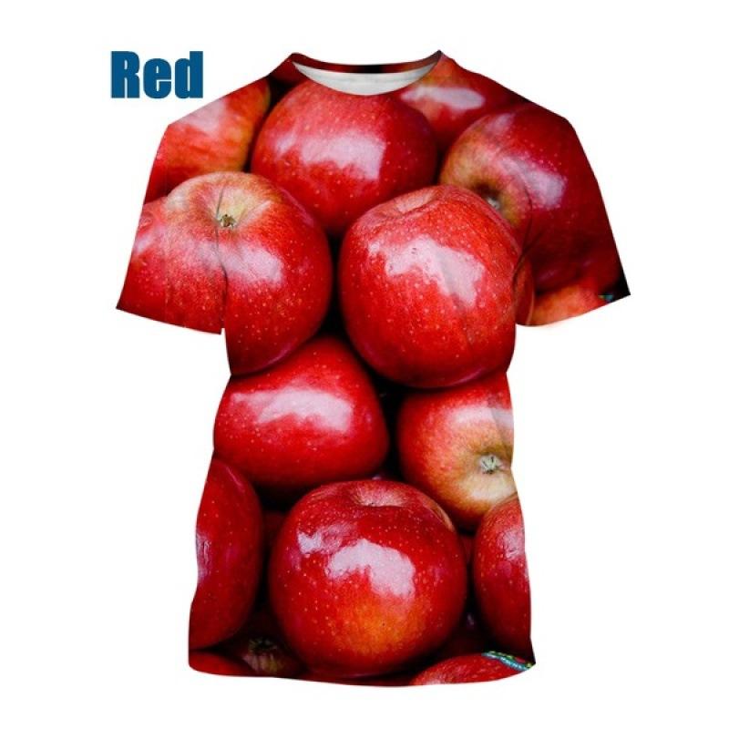 Fruit 3D Printed Short Sleeved T-shirt Summer Breathable polyester Simple Round Neck Top