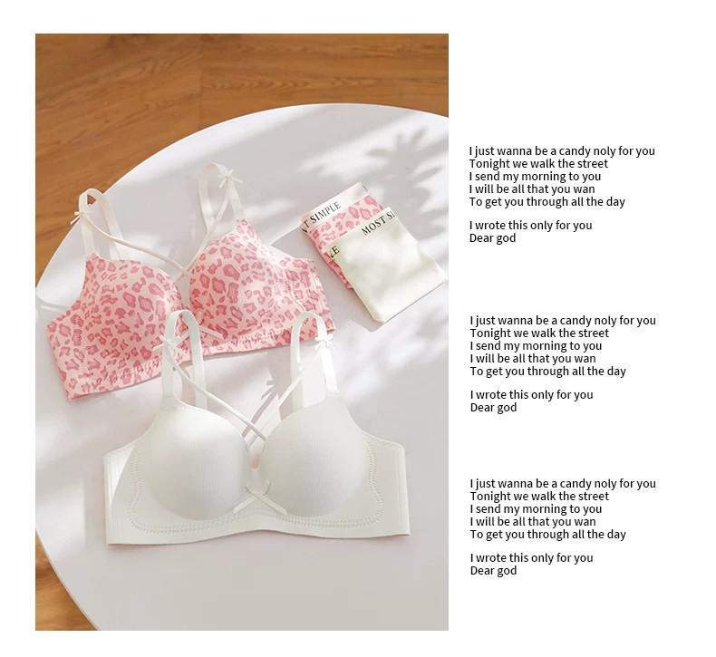 5cm Thickened Wire-free Leopard Print Bra for Enhanced Display and Comfort