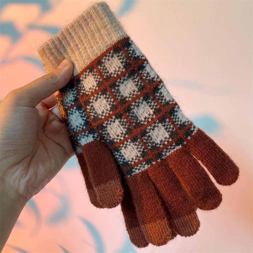 Knitting Warm Gloves Elastic All Finger Gloves Fashion Knitted Mittens  for Outdoor Cycling Driving