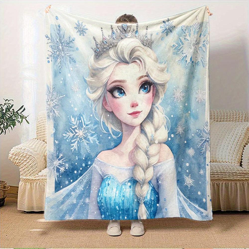 1pc Velvet Elsa Snow Princess Blanket - Perfect for bedding, sofa cover, gift,