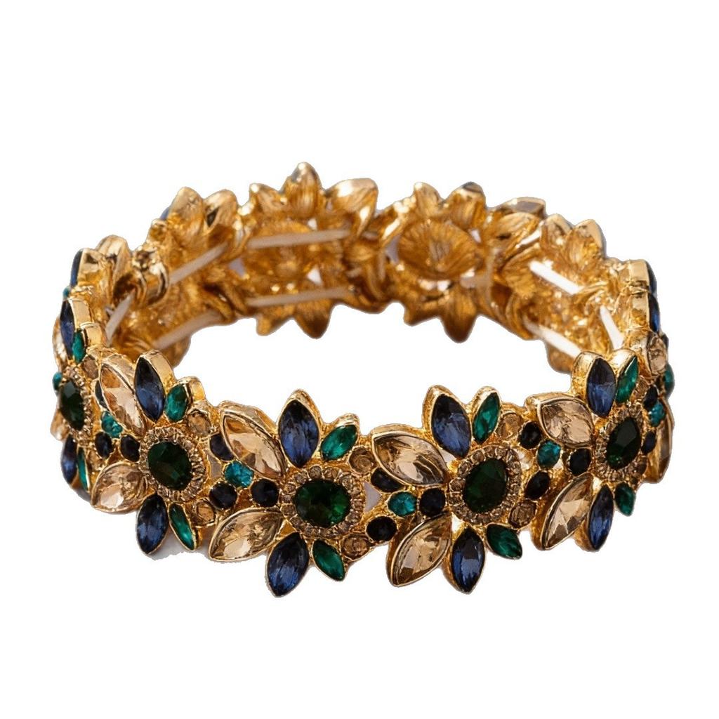 Fashion Retro Inlaid Diamond Colored Bracelet Light Luxury Trend Versatile Bracelet Niche High-End Jewelry