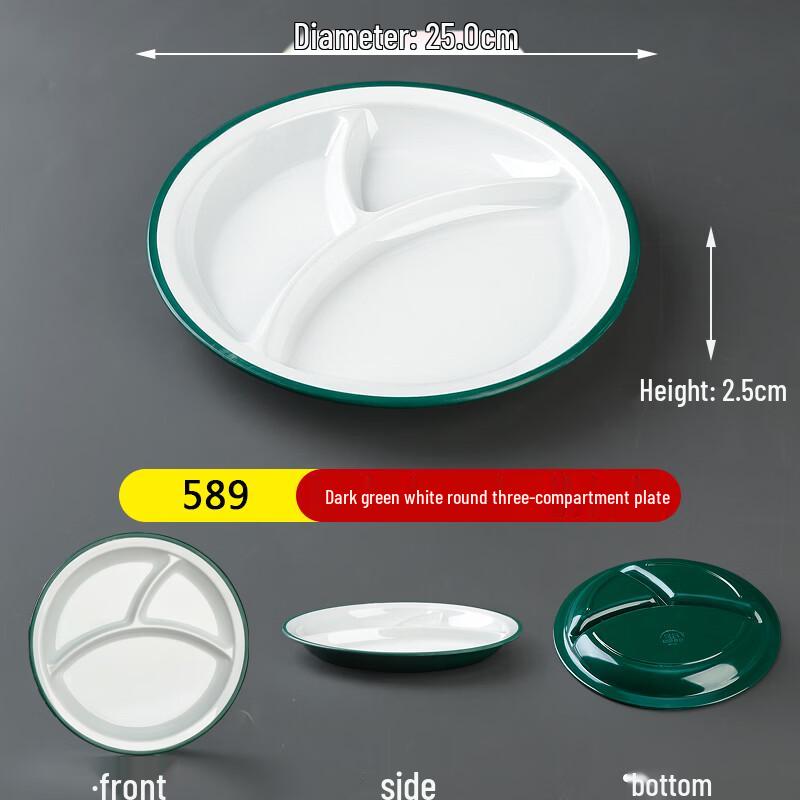 Melamine 3-Compartment Round Meal Tray