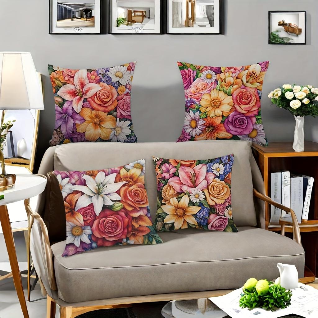 1/4pcs Floral Patterned Pillowcases for Cozy Decor Sofa Cushion Cover Home Bedroom Room Decoration