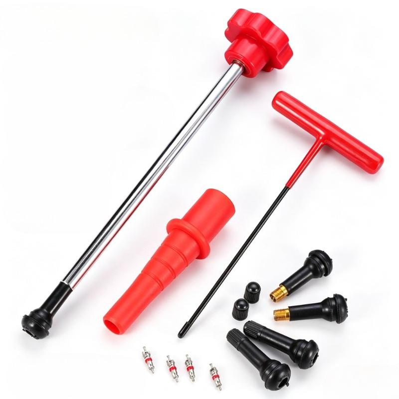 1Set Valve Stem Tool Kit Metal Tire Installer Tool Car Puller Wheel Tire Remover T-Hook Replacement Motorcycle Accessories
