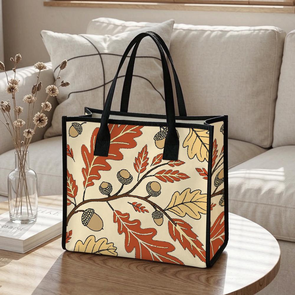 Autumn Oak Leaf Acorn Printed Casual Tote Bag for Daily Commute