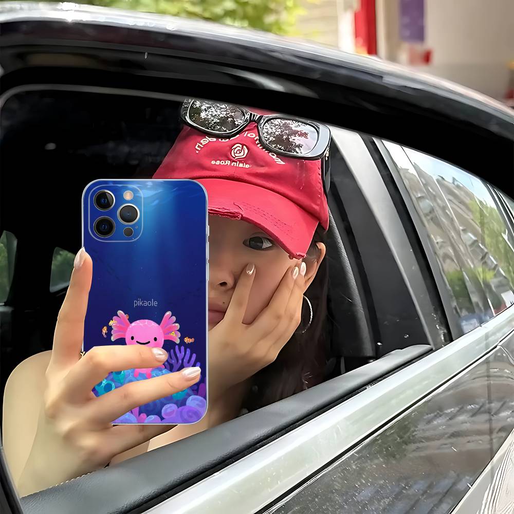 Cartoon Axolotl Cute Transparent Soft Phone Case For IPhone 15 12 14 16 17 13 Plus 11 Pro Max 13 Pro