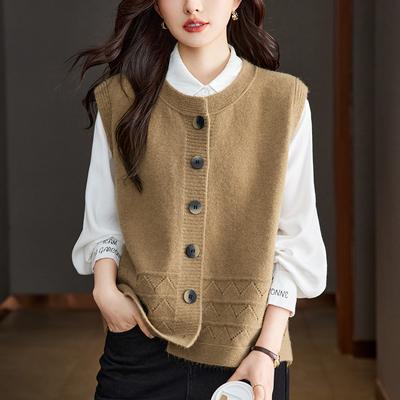Hem Hollow Cardigan Vest for Women In Spring and Autumn Latest Trendyable and Versatile Layered Vest Vest
