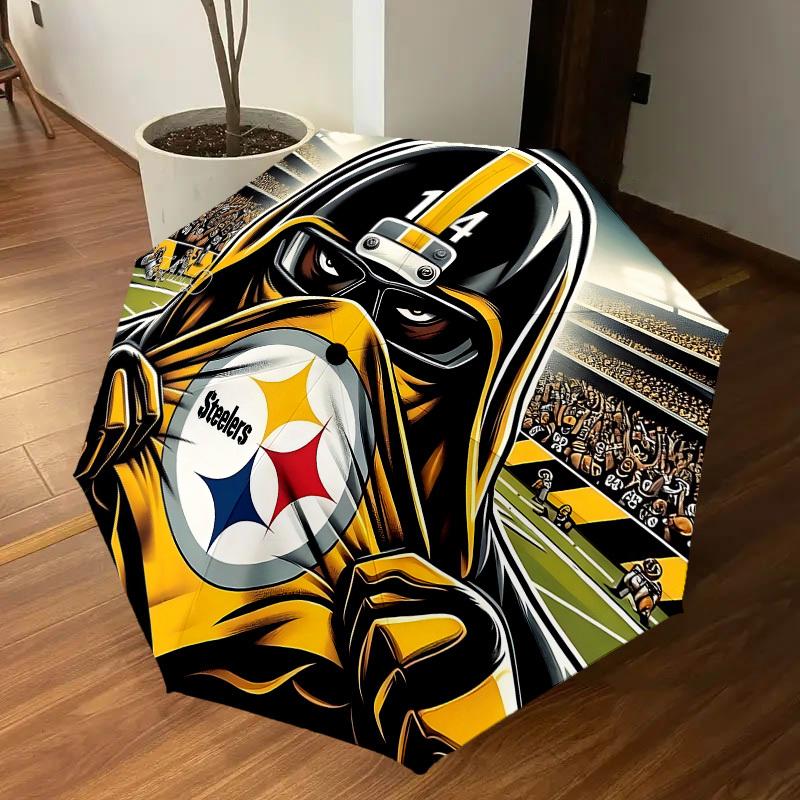 1 Stück Steelers 14 Regenschirm-8-Rippen verstärkt, Automatiköffnung, Leicht & Langlebig, Süßes Modeaccessoire für Draußen-P92