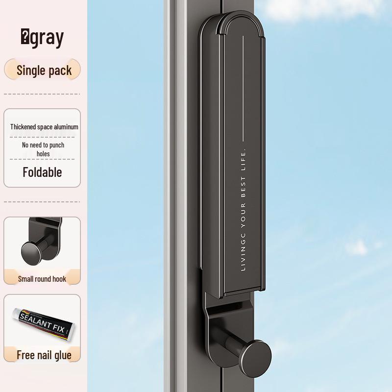 Punch-Free Wall-Mounted Retractable Clothes Drying Rack for Balcony or Window