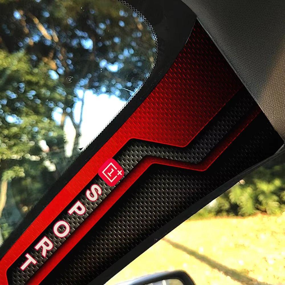 2 Pcs Sporty Pattern Car A-Pillar Stickers Self-adhesive Carbon Fiber Car Interior Stickers Scratch-resistant Black Red