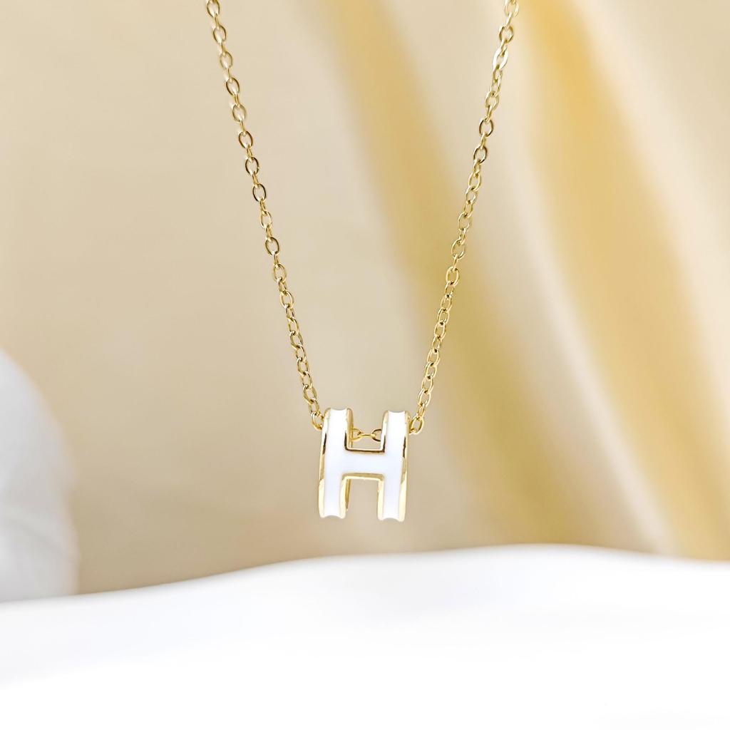 Collana a 'H' Vuota Placcata Oro 18K di Design di Nicchia per Donna - Lussuosa Catena per Clavicola