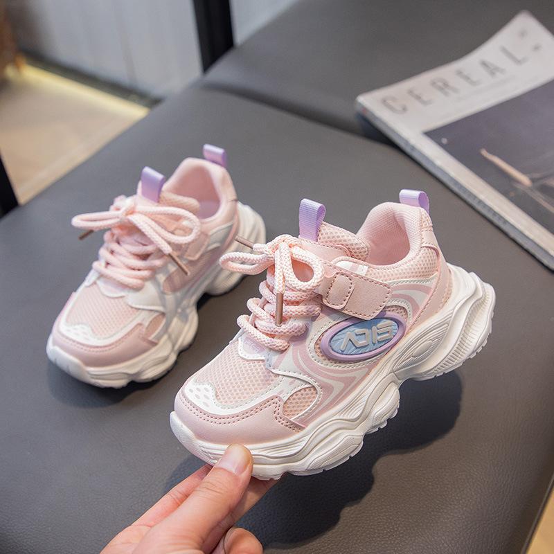 Girls' sports shoes 2025 spring and autumn new breathable mesh shoes soft-soled running shoes boys' dad shoes fashion casual shoes