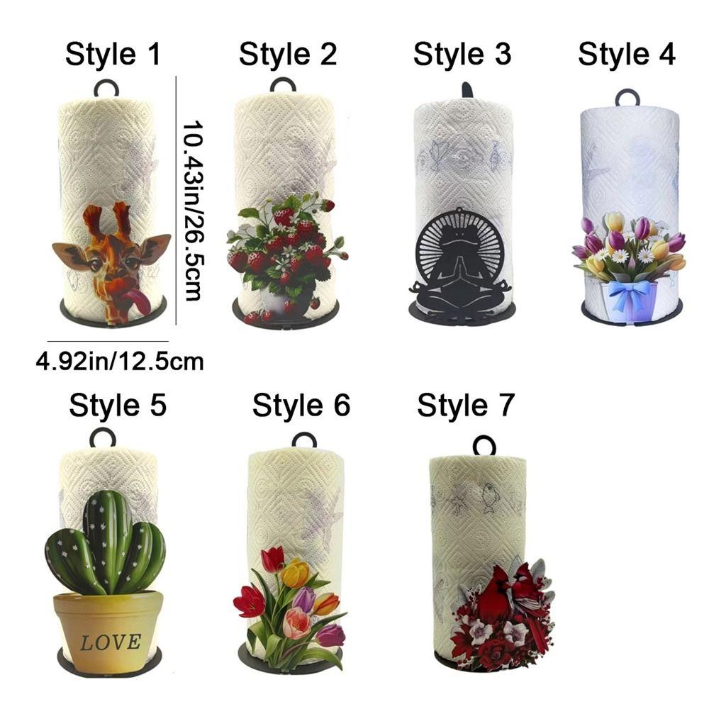 Practical Iron Freestanding Tissue Holder Strawberry Pattern Decorative Vertical Napkins Rack Cute Tissue Stand Bathroom