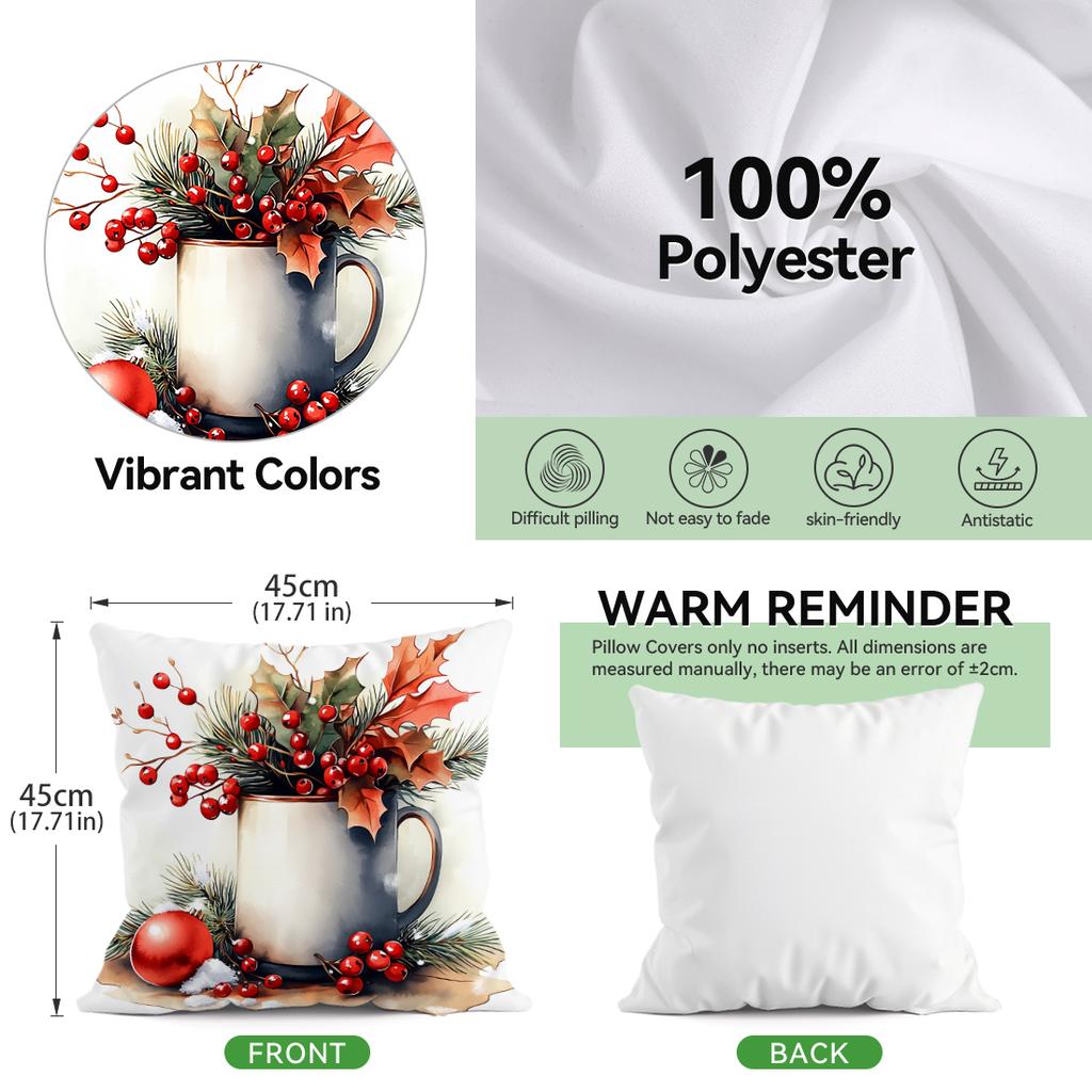 Christmas Decorations Pillowcase Printed Polyester 45X45Cm Throw Pillowcover Decorative Sofa Cushion Pillowslip Home Decor