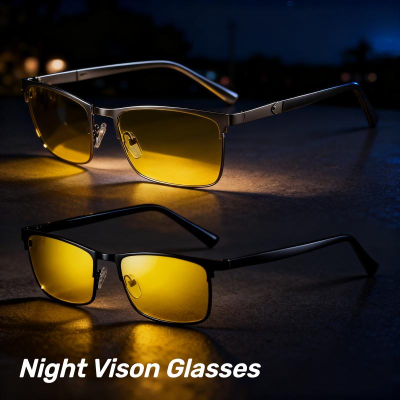 Fashion Metal Frame Night Vision Glasses Mens Polarised Night Driving Eyewear Business Classic Metal Eyeglasses