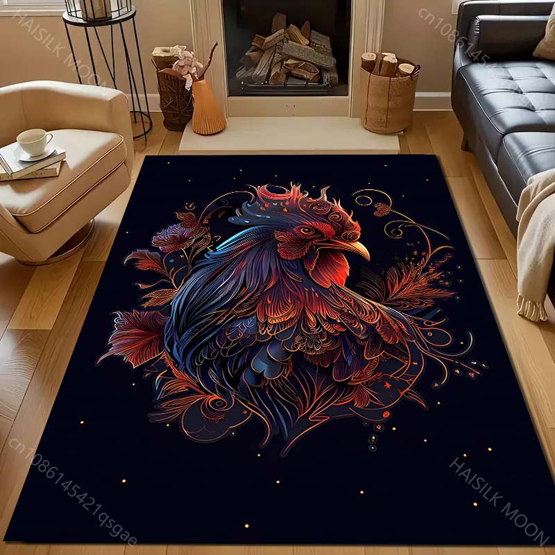 Beautiful Big Cock Flowers Print Carpet for Living Room Bedroom Sofa Doormat Decor Area Rugged Non-slip Floor Mat Large Size