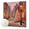 DlY Mini Framed Pearl Painting Kit Beads Canvas Home Decor Painting Christmas Street Scene Winter Holiday Festive Decoration