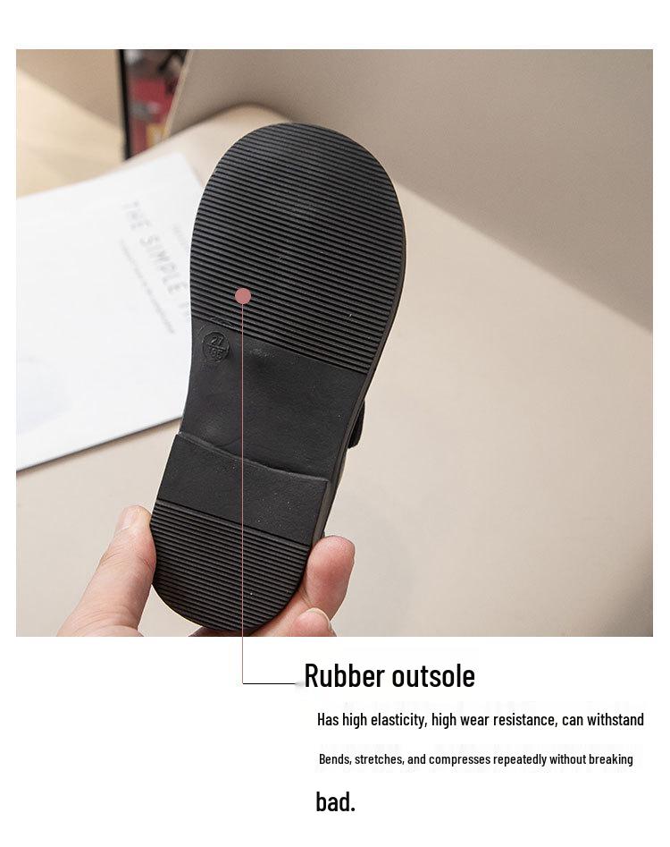 Boys' Black Leather Velcro Shoes - Soft Sole Performance Shoes for Spring/Autumn