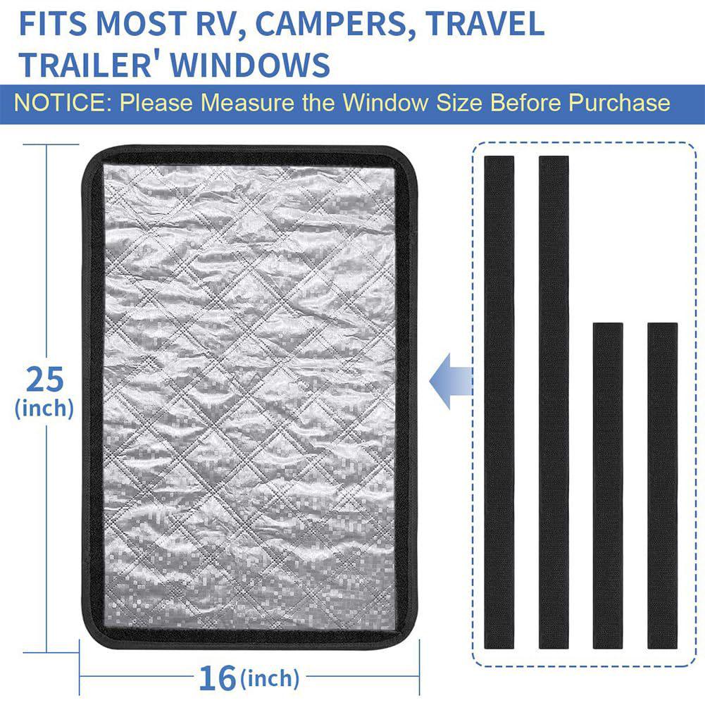 Foldable Aluminum Sunshade for RV Windows - Blackout Foil Travel Camping Side Block