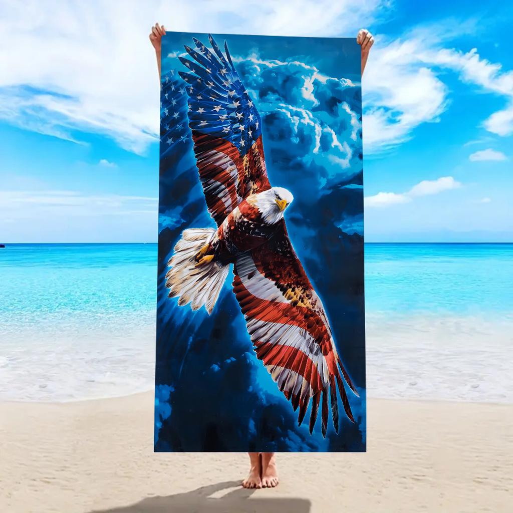 1pc Ocean element beach towel, dolphin animal print ultra-fine fiber quick drying absorbent large beach towel