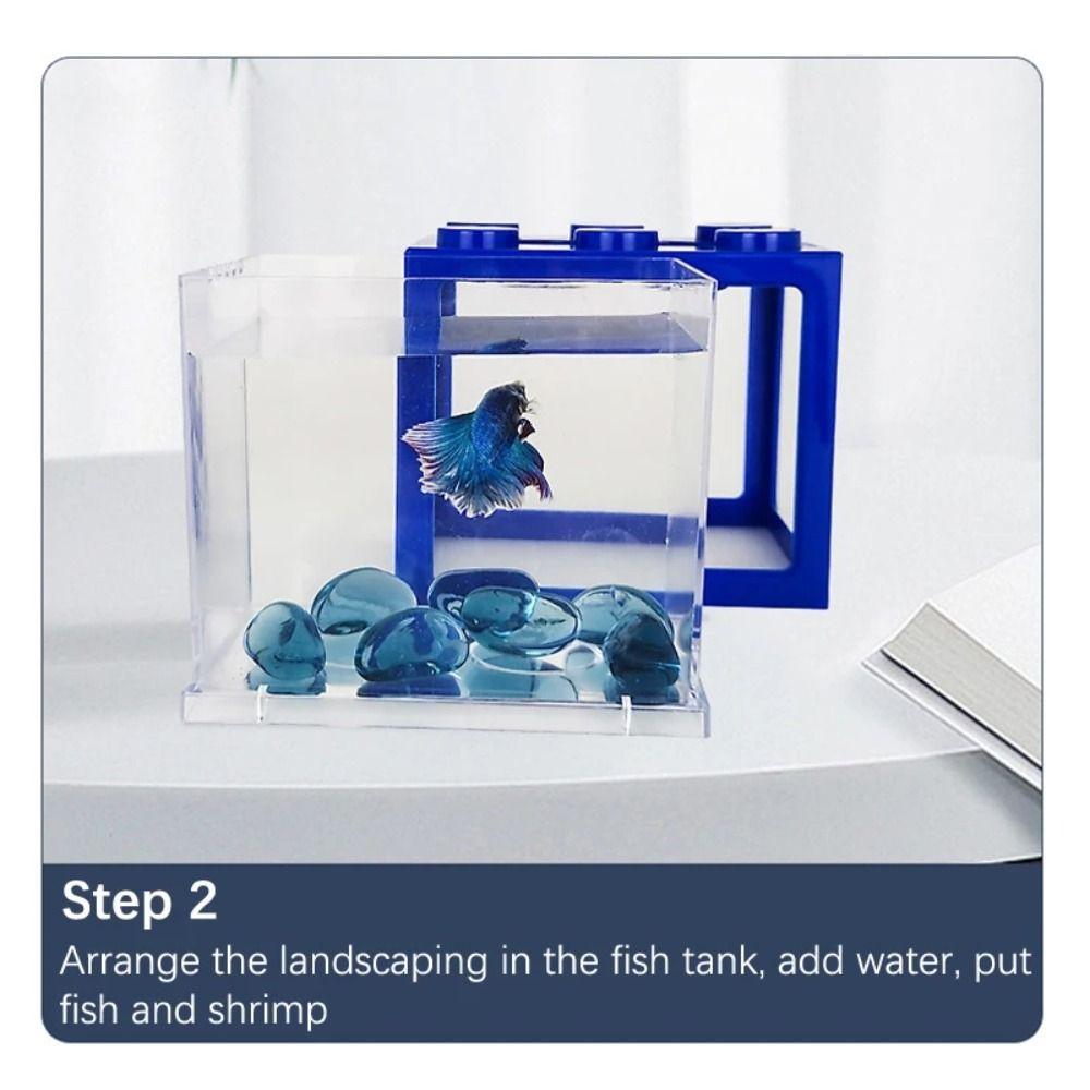 USB Small Eco Cylinder with LED Lamp Micro Landscape Box Mini Aquarium Fish Tank  Tea Table