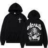 Jesus Is King Christian Bible Verse Hoodies Men Women Clothing Fashion Long Sleeve Sweatshirts Fleece Casual Oversized Pullover