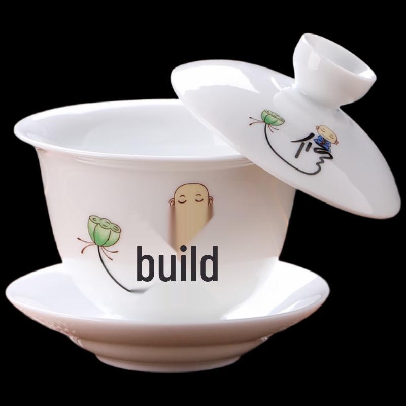 

Rotatable White Porcelain Sancai Gaiwan Tea Bowl