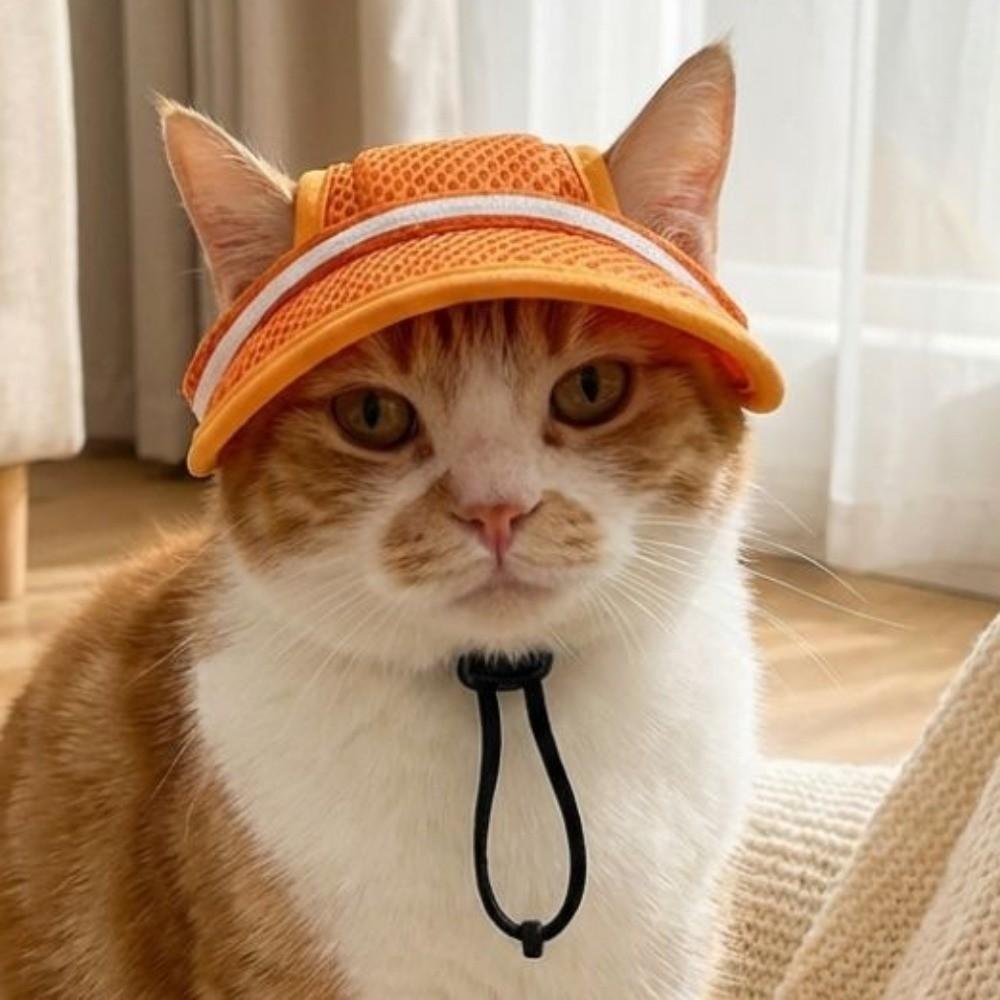 with Ear Holes Puppy Sun Protection Cap Breathable Dog Visor Hat Pet Mesh Sun Hat  for Dogs Cats