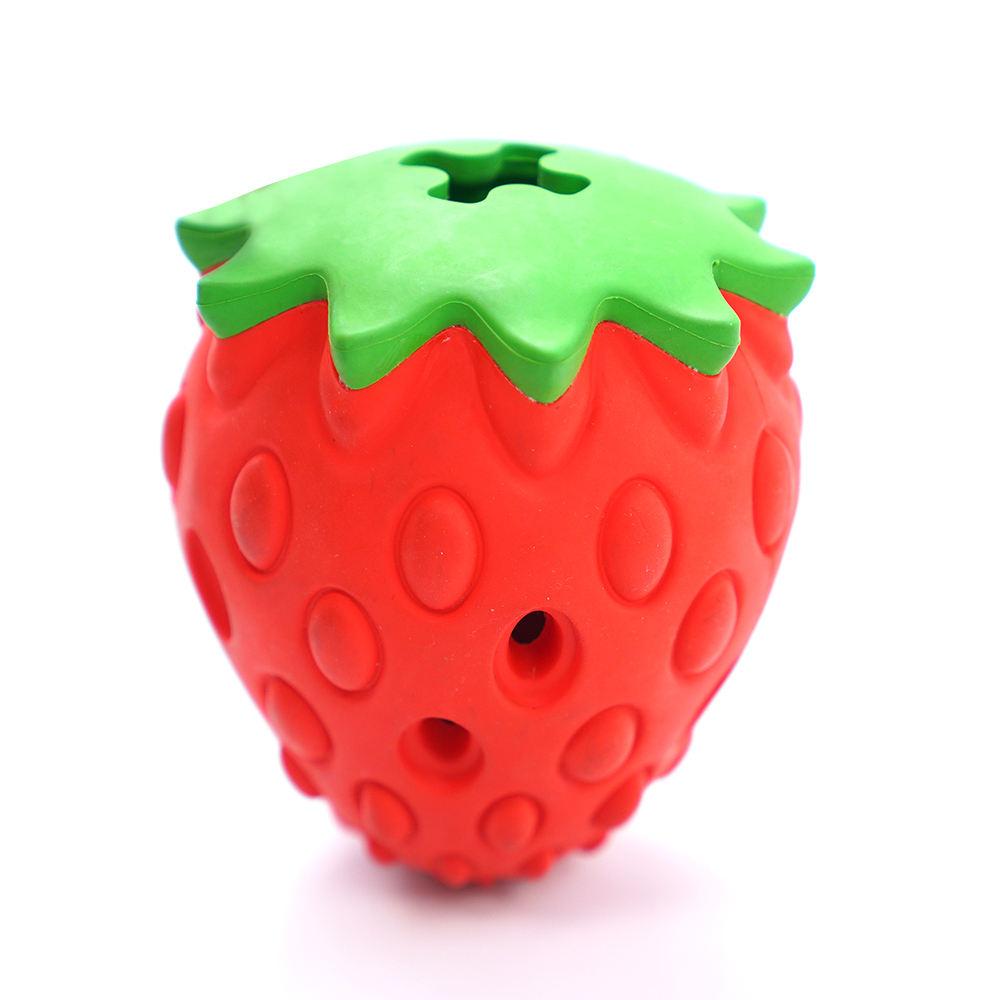 Eco-Friendly Cartoon Cute Strawberry Dragon Fruit Design Dog Rubber Chew Toy