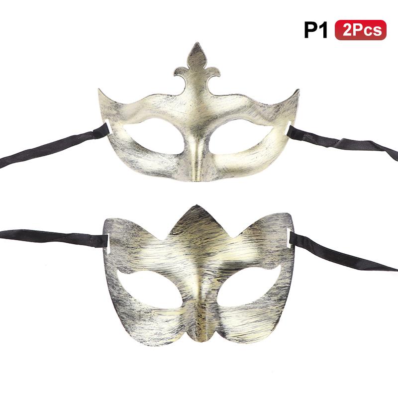 2Pcs Halloween Mask Retro Half Face Costume Masks Masquerade Party Decorations Plastic Women'S Props Dance Mask